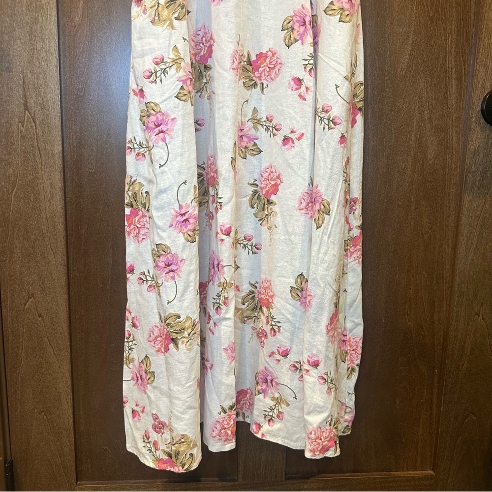 ForCynthia Floral Linen Blend Dress - Pink and white - Picture 2 of 7